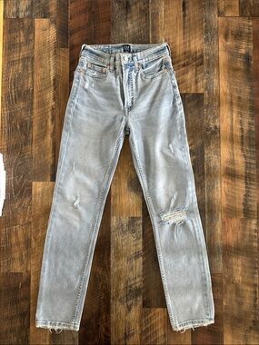 GAP Light Blue Distressed Straight-Leg Jeans